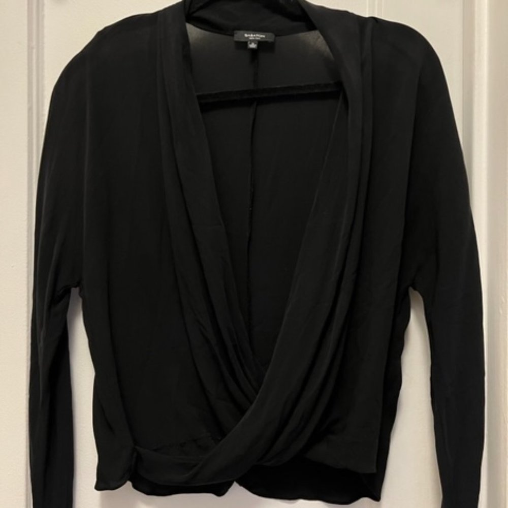 Aritzia Babaton Black Silk Blouse, Size M